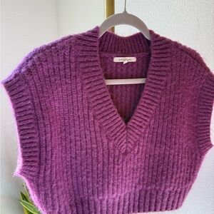 Cozy Purple V-Neck Sweater Vest
